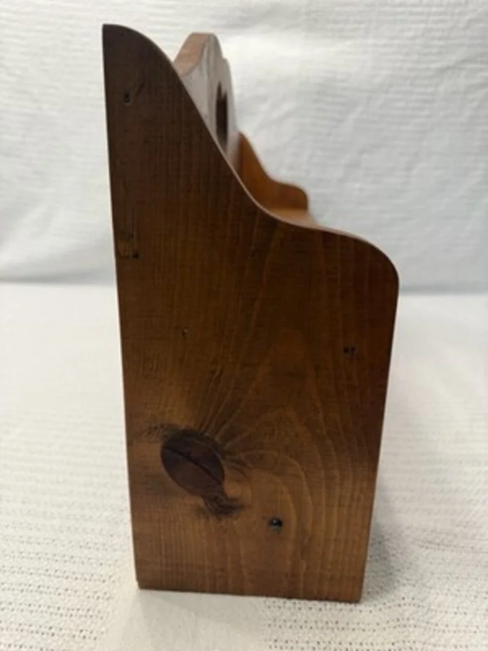 Vtg Solid Wood Wall Shelf Quilt Rack Hanging Bar  37.5” Heart Cutout Cottagecore